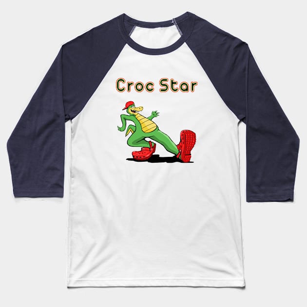 (Party like a) Croc-star Baseball T-Shirt by FanboyMuseum